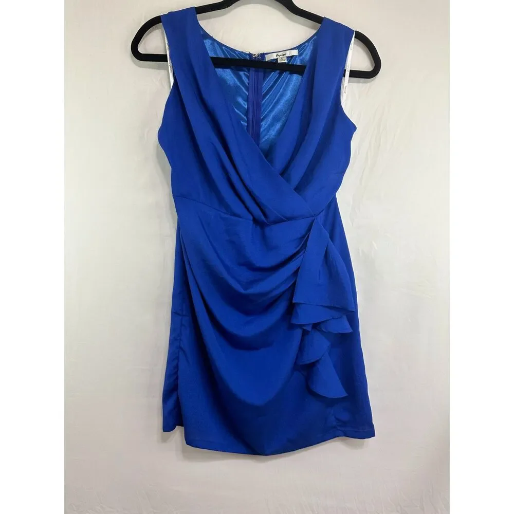 Papaya Women's Faux Wrap Deep V-Neck Mini Dress Size L (Fits Like a S) - Picture 1 of 4